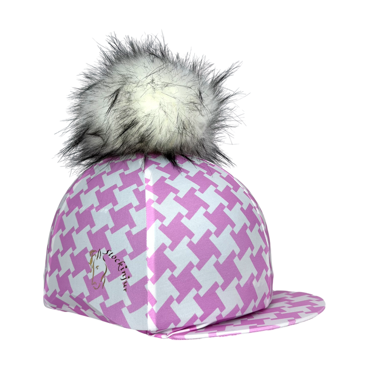 Hollywood Pink & White Houndstooth Hat Cover