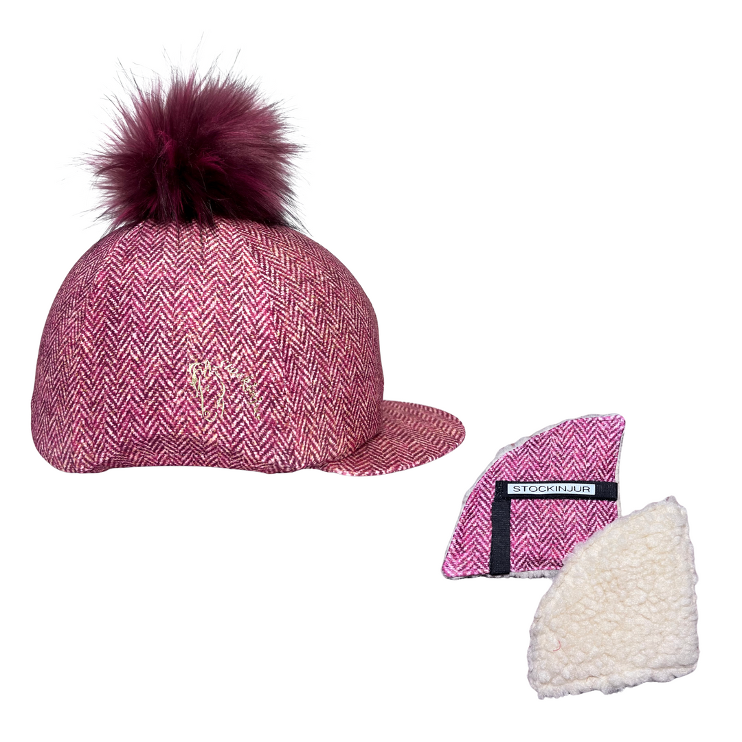 Pink Tweed Hat Silk & Ear Warmer Gift Set
