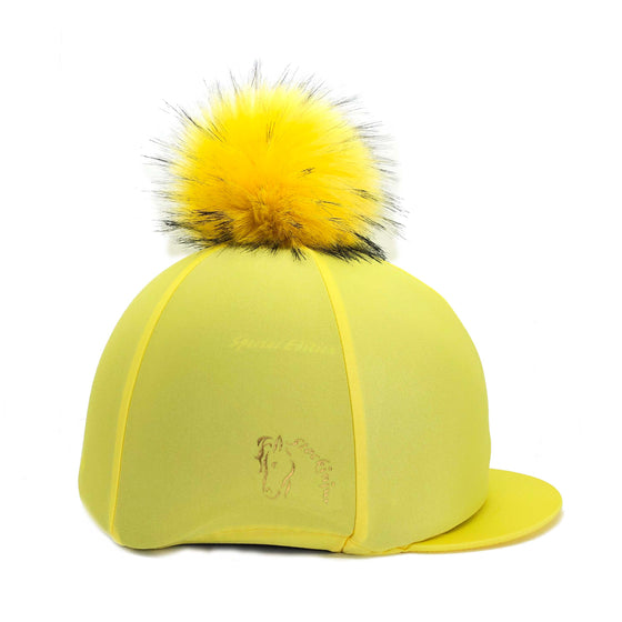 Citron Big Pom riding hat cover