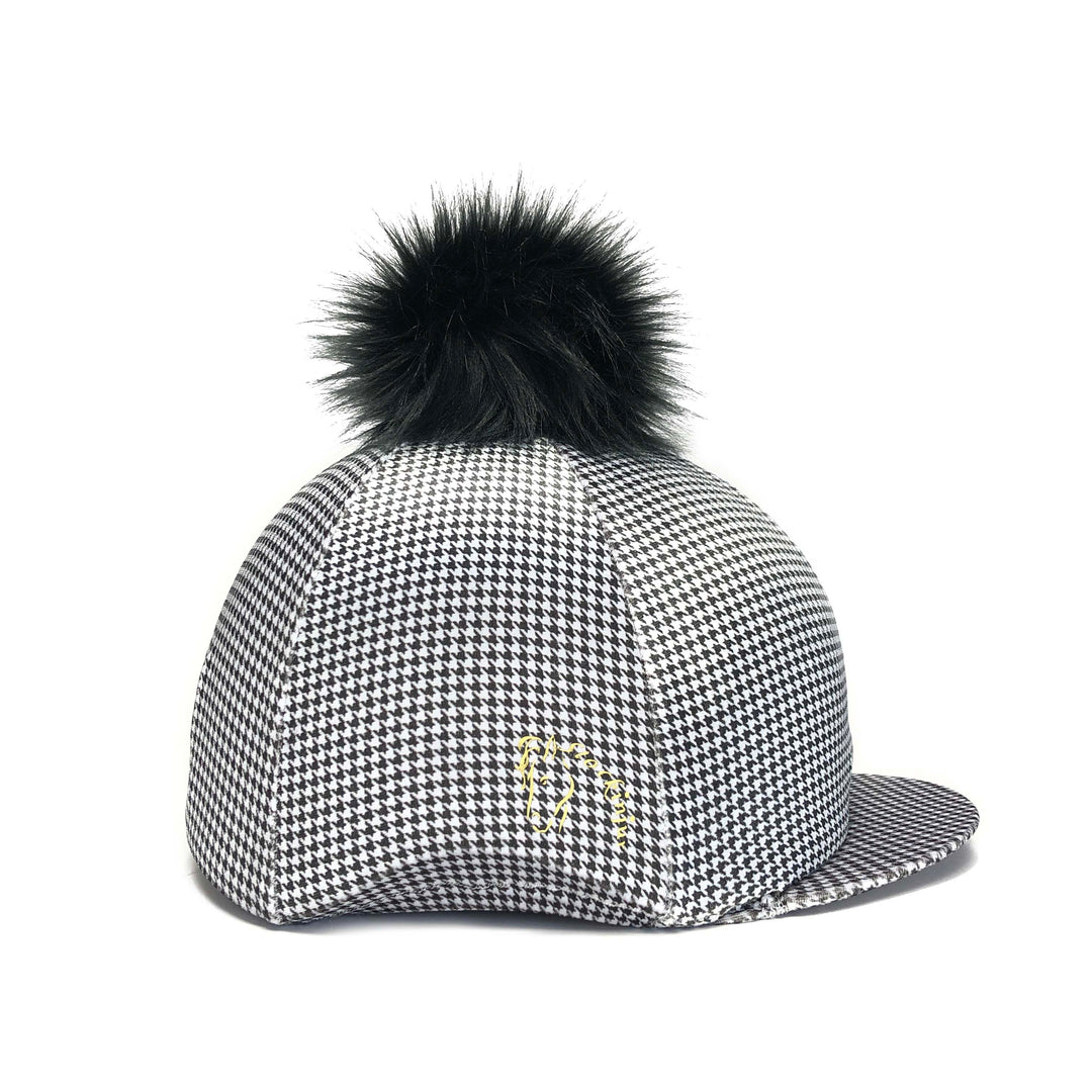 Black & White Velvet Houndstooth Hat Cover