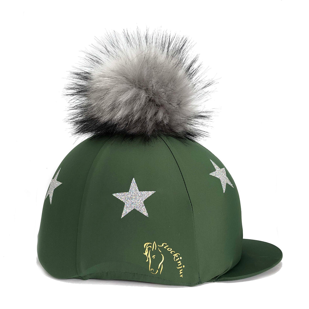 Hunter Green with Silver Stars Riding Hat Silk