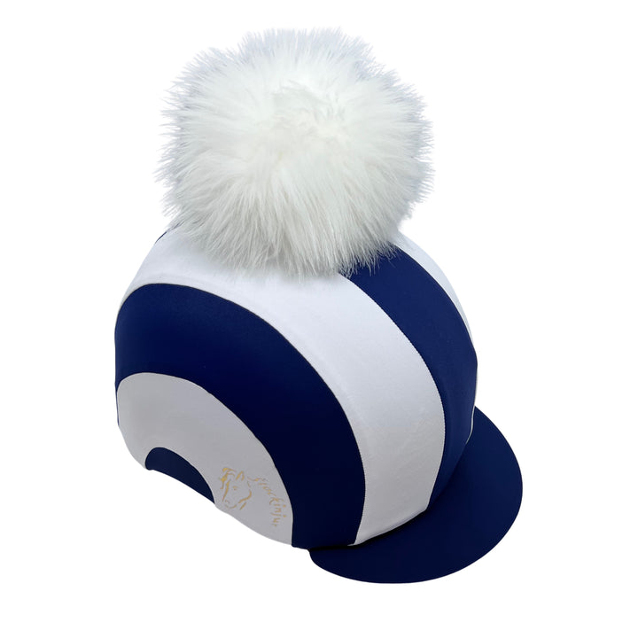 Navy/White Banded Lycra Hat Silk