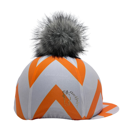 Orange & Grey Zig Zag Lycra Hat Silk