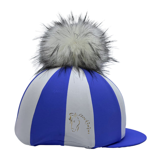 Bluebell/White Striped Lycra Hat Silk