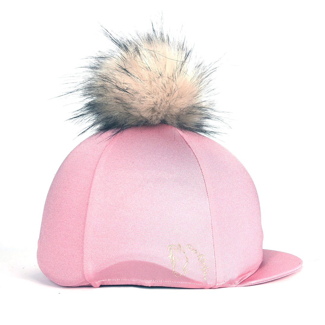 Baby Pink Big Pom riding hat silk