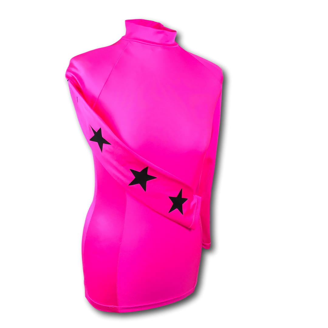 Fluorescent Pink and black stars baselayer